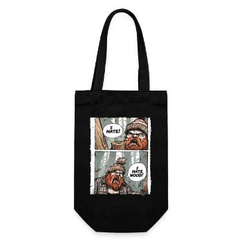 Annoyed angry lumberjack – I hate wood - Gift Bag for Bottles - black - Front