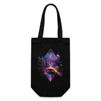 Retro Car Vaporwave City Synthwave 80s 90s - Gift Bag for Bottles - black - Front