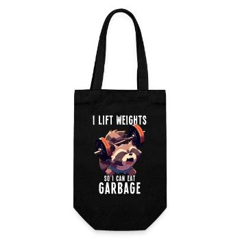 Weight Lifting Raccoon Workout Gym Gift - Gift Bag for Bottles - black - Front