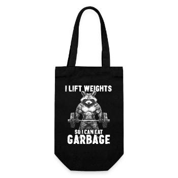 Workout Waschbär Gewichtheben Gym Geschenk - Geschenkbeutel für Flaschen - Schwarz - Vorne