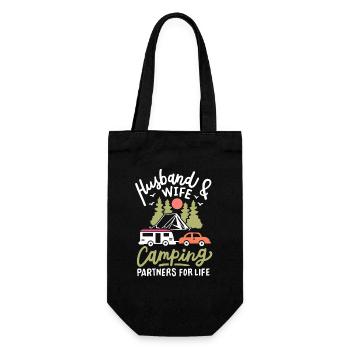 Camper Camping - Geschenkbeutel für Flaschen - Schwarz - Vorne