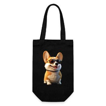 Corgi Welsh Corgi Cardigan Hund Süß Waliser Corgis - Geschenkbeutel für Flaschen - Schwarz - Vorne