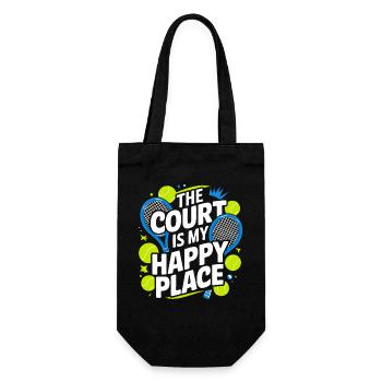 Der Court ist mein Happy Place - Geschenkbeutel für Flaschen - Schwarz - Vorne