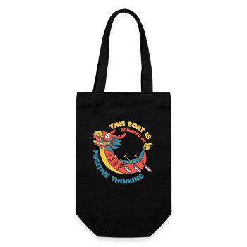Boat Is Powered By Positive Thinking Team Lover - Gift Bag for Bottles - black - Front
