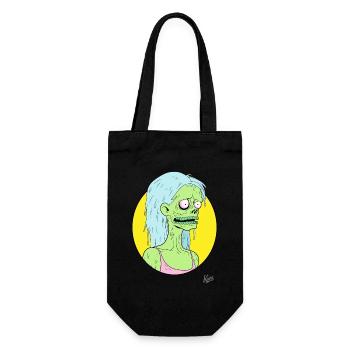 Dessin animé drôle fou : Fille zombie stupide - Sac à bouteille - noir - Devant