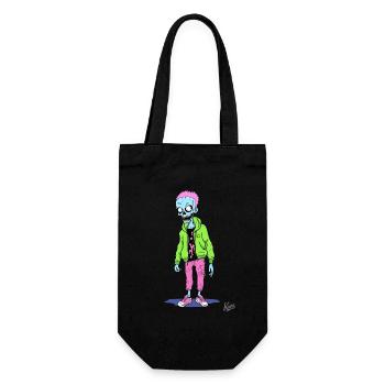 Squelette de zombie de dessin animé drôle fou - Sac à bouteille - noir - Devant