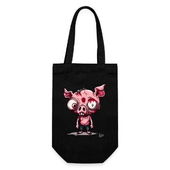 Petit cochon zombie effrayant - Sac à bouteille - noir - Devant