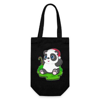 Panda Canne de Noël - Sac à bouteille - noir - Devant