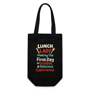Lunch Lady erster Schultag zurück zur Schule - Geschenkbeutel für Flaschen - Schwarz - Vorne
