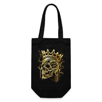 Schädel Goldener Totenkopf mit Krone Abstrakt - Geschenkbeutel für Flaschen - Schwarz - Vorne