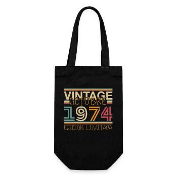 Oktober 1974 Vinatge 1974 Geburtstagsgeschenk - Geschenkbeutel für Flaschen - Schwarz - Vorne