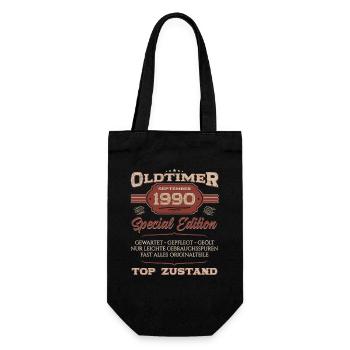 35. Geburtstag Oldtimer September 1990 Jahrgang 90 - Geschenkbeutel für Flaschen - Schwarz - Vorne