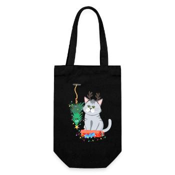 Chat et sapin de Noël Anti Noël - Sac à bouteille - noir - Devant