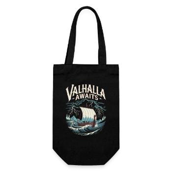 Wikingerschiff Valhalla Awaits für eine Wikinger - Geschenkbeutel für Flaschen - Schwarz - Vorne
