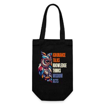 Abstract Owl Philosophy Wisdom Knowledge Saying - Gift Bag for Bottles - black - Front