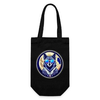 Wolf on the moon - Gift Bag for Bottles - black - Front