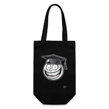 Chapeau de graduation drôle : Visage de génie - Sac à bouteille - noir - Devant