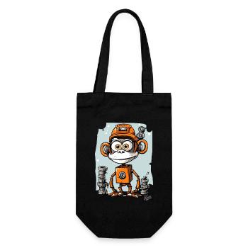The funny, funky robo-monkey - Gift Bag for Bottles - black - Front
