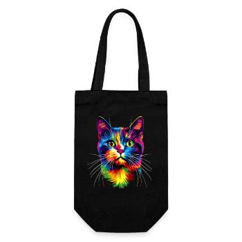 Cat Colorful Rainbow Colors Popart Cat Mom Cats - Gift Bag for Bottles - black - Front