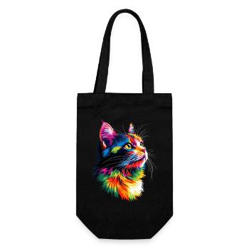 Cat Colorful Rainbow Colors Popart Cat Mom Cats - Gift Bag for Bottles - black - Front