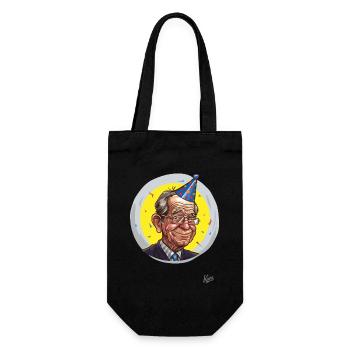 Senior party: pensioner with party hat and confetti - Gift Bag for Bottles - black - Front