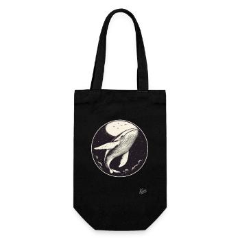 Blue whale in the sky with moon and stars - Gift Bag for Bottles - black - Front