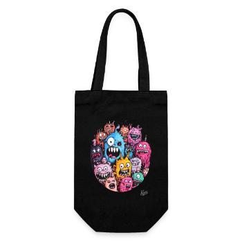 Verrückter Haufen lustiger Monster - Geschenkbeutel für Flaschen - Schwarz - Vorne