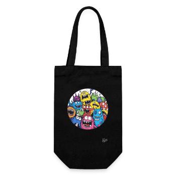 Lustige Monster-Freunde - Geschenkbeutel für Flaschen - Schwarz - Vorne