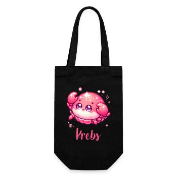 Krebs Design für Sternzeichen Fans – Kawaii Motiv - Geschenkbeutel für Flaschen - Schwarz - Vorne