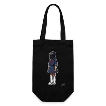 Schulmädchen mit Helm - Geschenkbeutel für Flaschen - Schwarz - Vorne