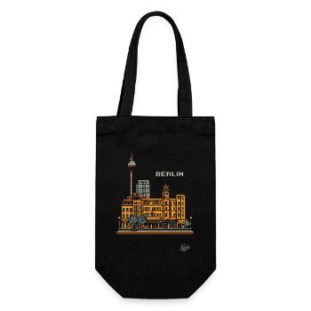 Pixel Berlin - Geschenkbeutel für Flaschen - Schwarz - Vorne
