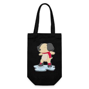 Hund Eislaufen Schlittschuhe - Geschenkbeutel für Flaschen - Schwarz - Vorne
