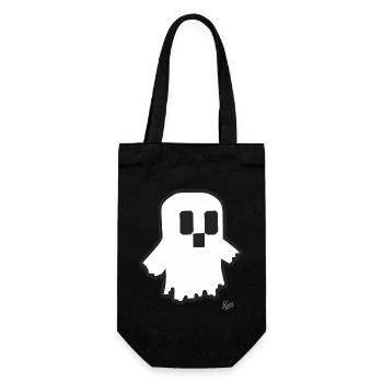 Funny Little Cartoon Pixel Ghost - Gift Bag for Bottles - black - Front