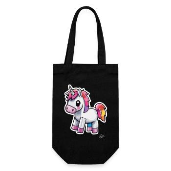 Funny and cute pixel unicorn rainbow - Gift Bag for Bottles - black - Front