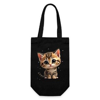 Kätzchen Sternchen Motiv - Geschenkbeutel für Flaschen - Schwarz - Vorne