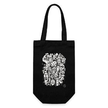Surreal city full of bizarre faces - Gift Bag for Bottles - black - Front