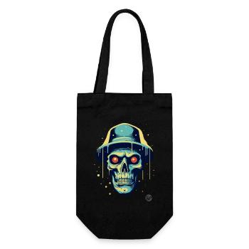 Drôle cool crâne avec chapeau - Sac à bouteille - noir - Devant