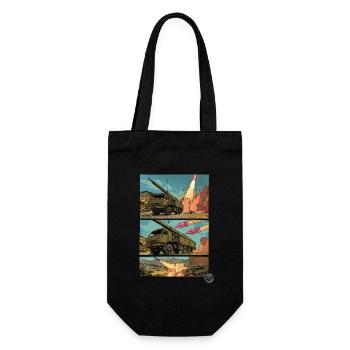 Military vehicles with pink rockets - Gift Bag for Bottles - black - Front