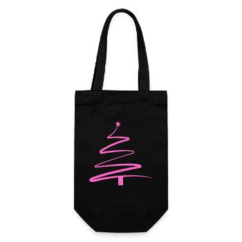 Pink Spirale Weihnachtsbaum - Geschenkbeutel für Flaschen - Schwarz - Vorne