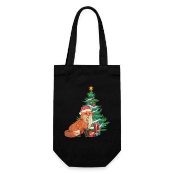 Fuchs Nikolaus Weihnachtsmann Santa Tannenbaum - Geschenkbeutel für Flaschen - Schwarz - Vorne