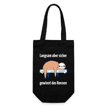 Entspannte Faultier-Stimmung - Geschenkbeutel für Flaschen - Schwarz - Vorne