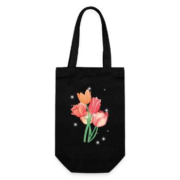Tulpe Tulpen Blumen Garten Gärtner Natur - Geschenkbeutel für Flaschen - Schwarz - Vorne
