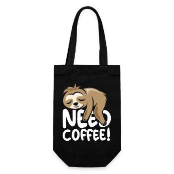 need coffee sloth funny sayings comic cartoon - Gift Bag for Bottles - black - Front