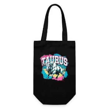 Taurus Horoscope Astrology Vintage 80s Design. - Gift Bag for Bottles - black - Front