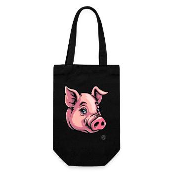 Drôle de cochon rose - Sac à bouteille - noir - Devant