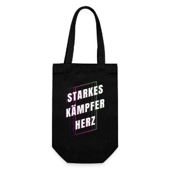 Starkes Kämpferherz - Glücksbringer - Mut machen - Geschenkbeutel für Flaschen - Schwarz - Vorne