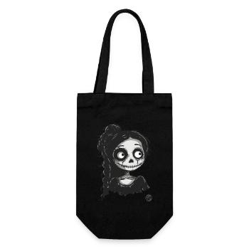 Cute skeleton girl in creepy cartoon style - Gift Bag for Bottles - black - Front