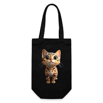 Bengal Katze Leopard Cat Leopardette Bengal Katzen - Geschenkbeutel für Flaschen - Schwarz - Vorne