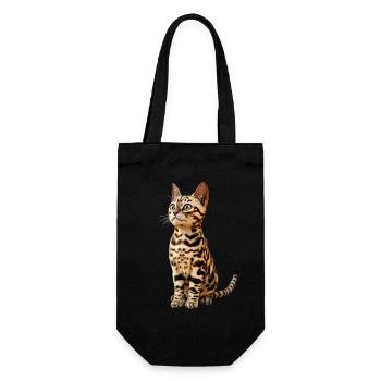 Bengal Katze Leopard Cat Leopardette Bengal Katzen - Geschenkbeutel für Flaschen - Schwarz - Vorne