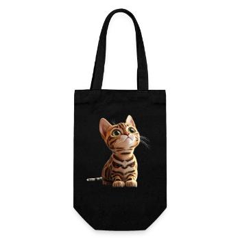 Bengal Katze Leopard Cat Leopardette Bengal Katzen - Geschenkbeutel für Flaschen - Schwarz - Vorne